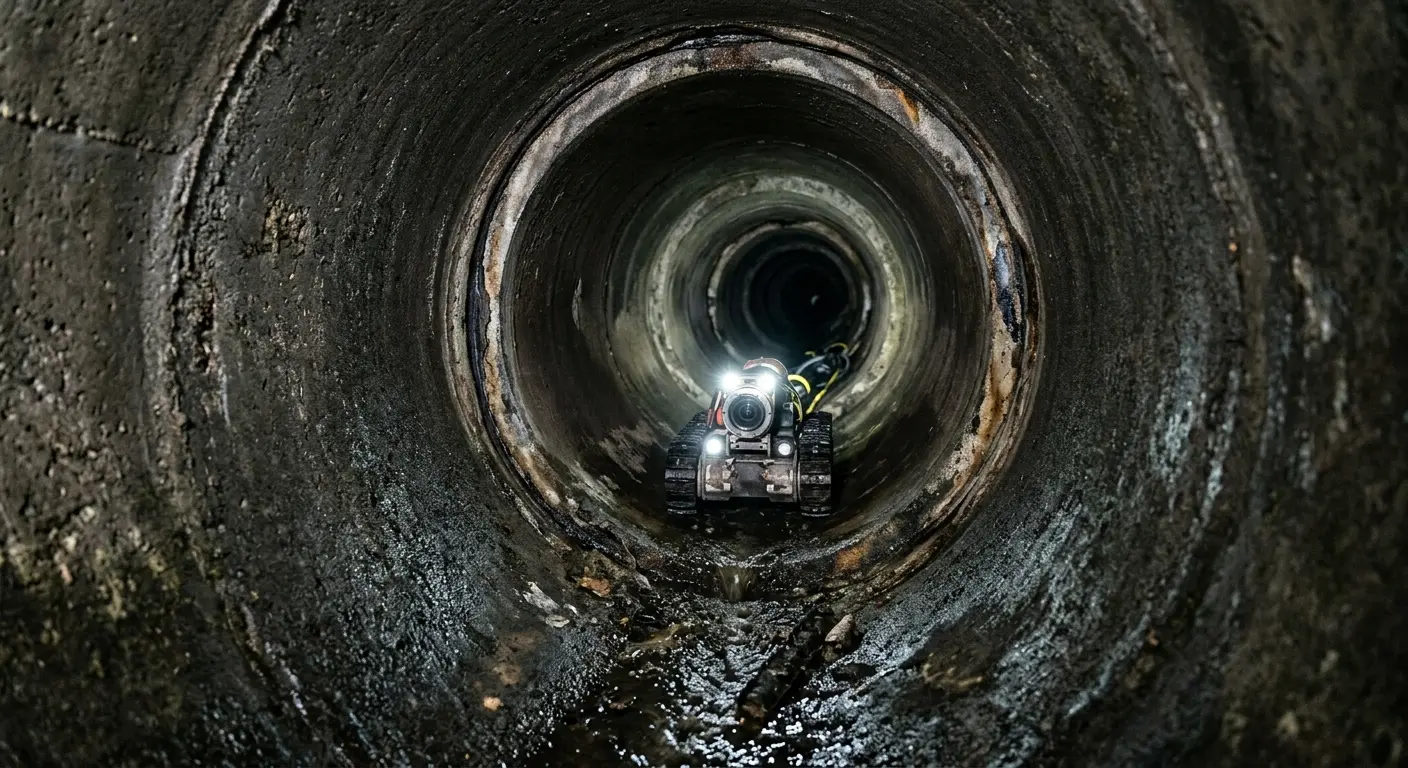 Robotic sewer camera inspecting pipe interior for Sewer Line Repair in West Brandywine